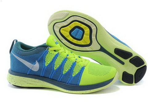 Nike Flyknit Lunar Ii 2 Mens Shoes Green White Blue On Sale